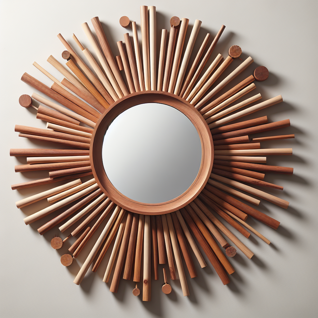 DIY Sunburst Mirror Using Wooden Dowels