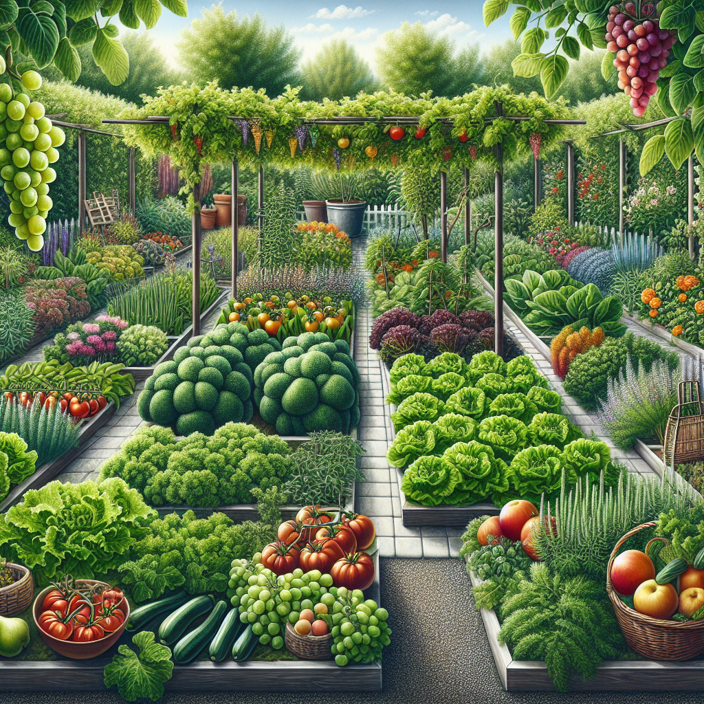 Edible Garden with Fruits, Vegetables, and Herbs
