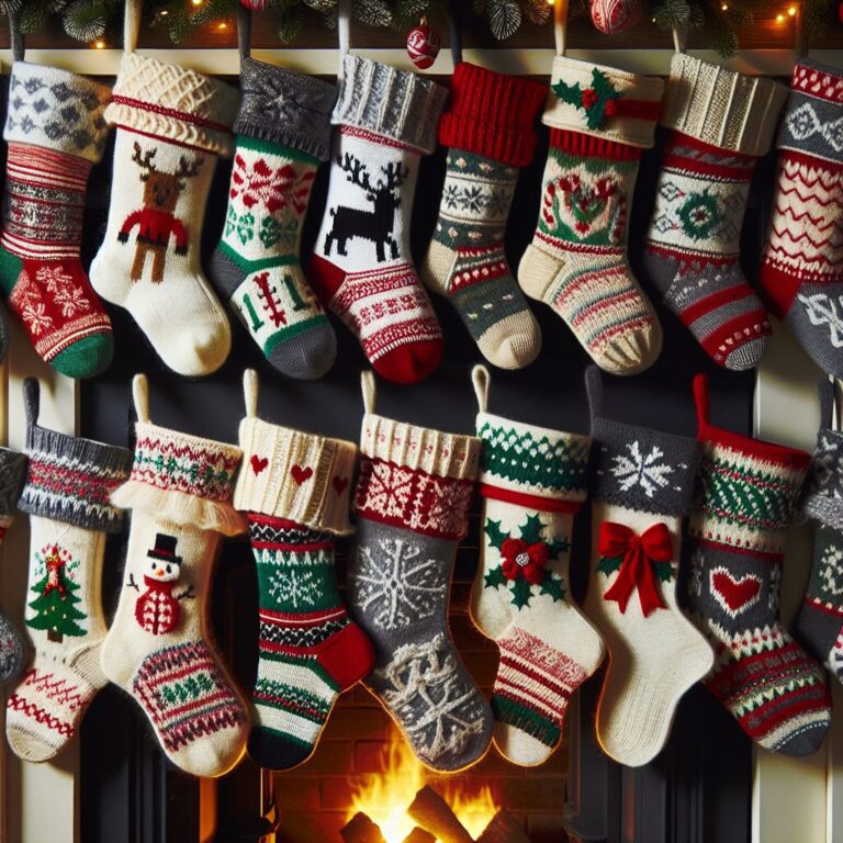 Knitted Christmas Stockings. Knit personalized stockings for a cozy touch.