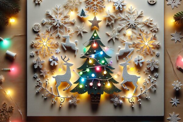 LED Christmas Light Up Art. Incorporate LED lights into your crafts for a glowing holiday effect.