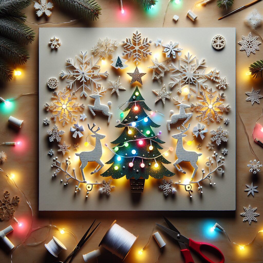 LED Christmas Light Up Art. Incorporate LED lights into your crafts for a glowing holiday effect.