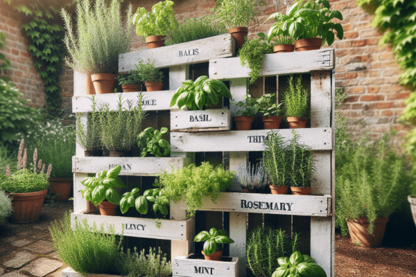 Rustic Pallet Herb Garden for Culinary Delights