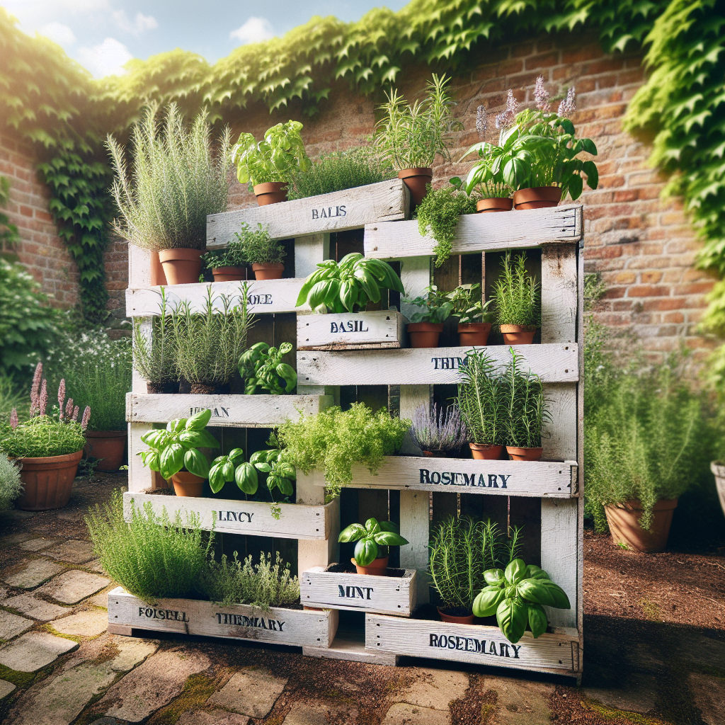 Rustic Pallet Herb Garden for Culinary Delights