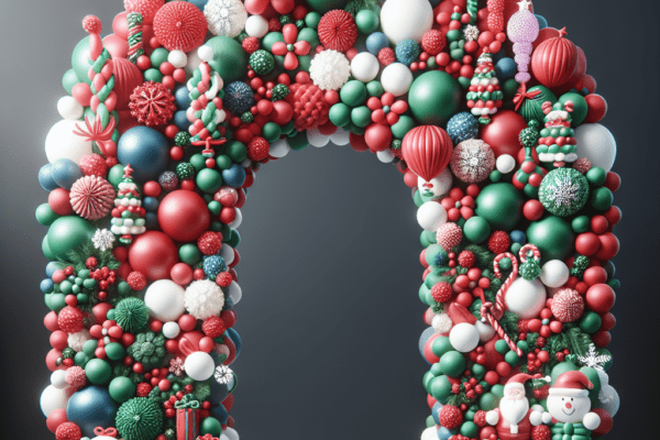 Design a Festive and Colorful Christmas Balloon Arch for a Fun and Cheerful Party Decoration