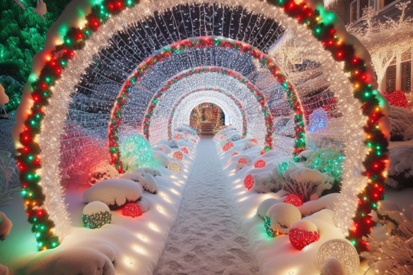Create a Magical Christmas Light Tunnel in Your Yard for a Breathtaking Festive Walkway