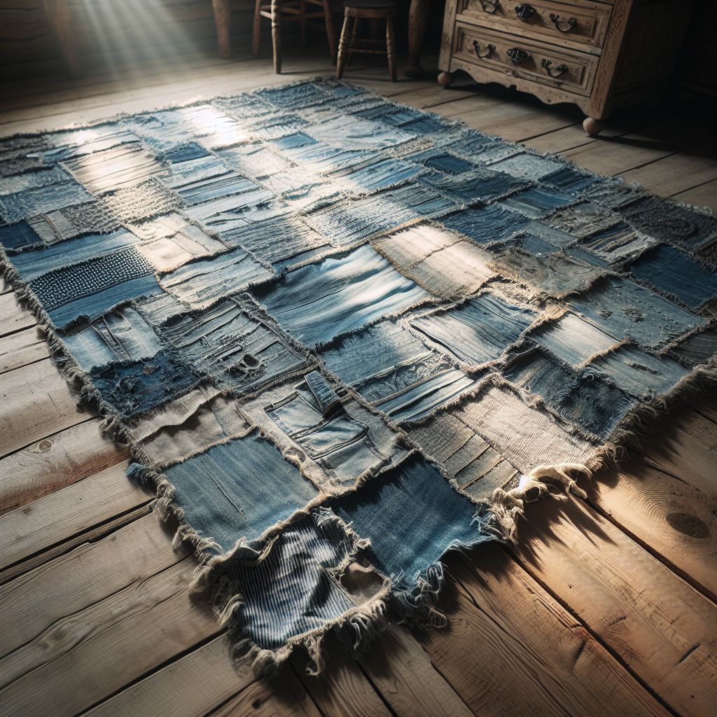 DIY Upcycled Denim Rug for a Rustic Look