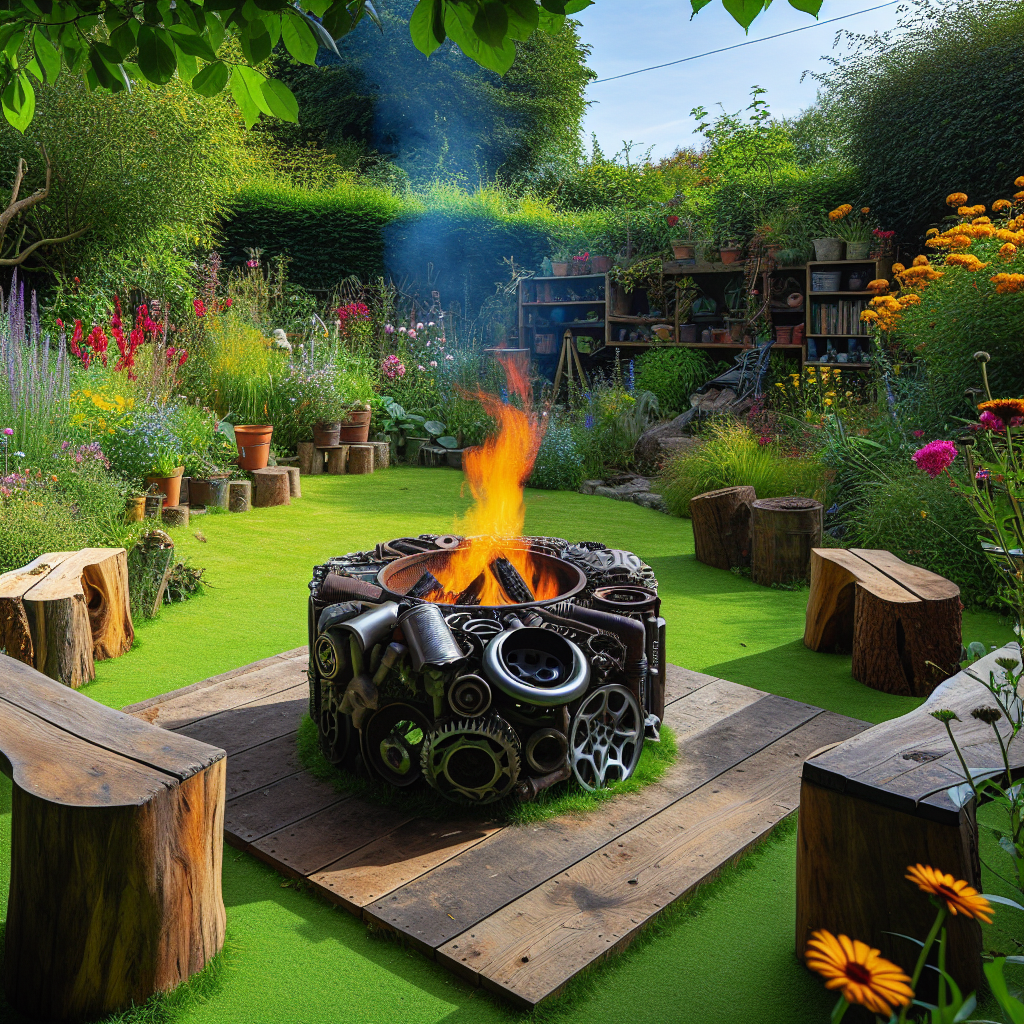 Creative Upcycled Backyard Fire Pit
