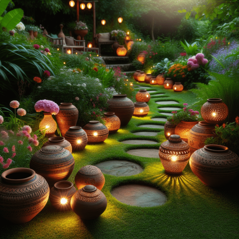 Handmade Clay Pot Luminaries for the Garden