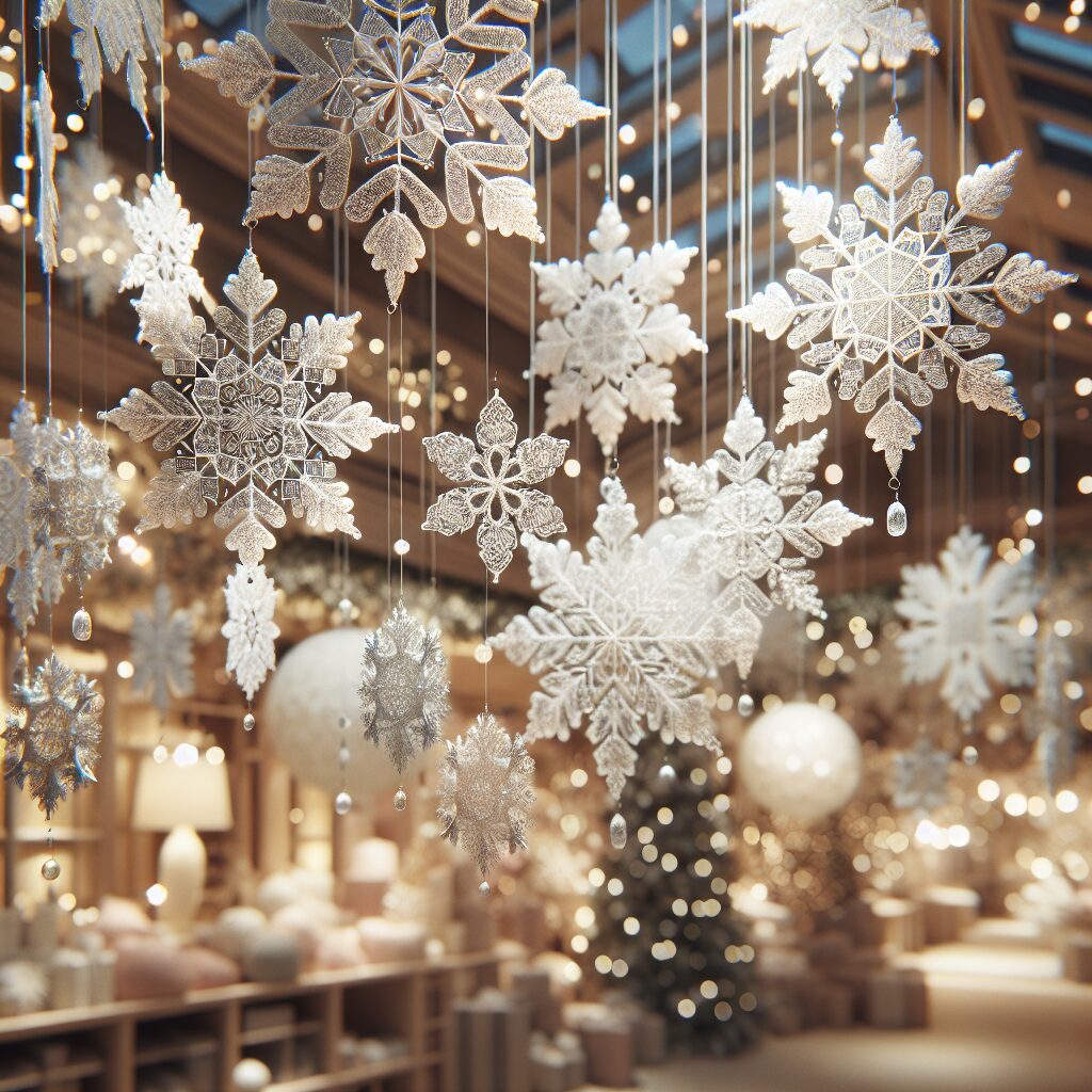 Christmas Snowflake Mobiles. Create delicate snowflake mobiles for a winter wonderland feel.