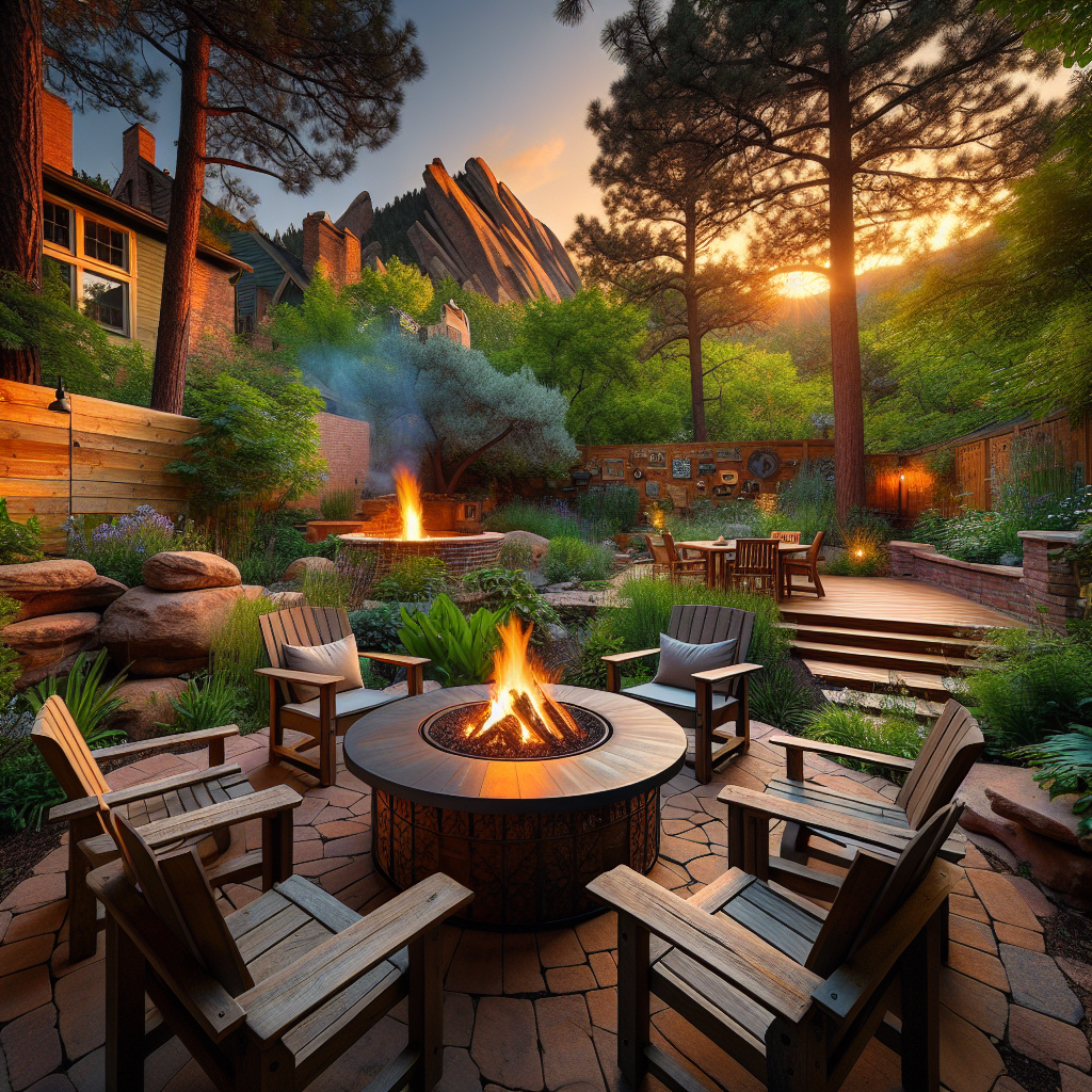 Charming Boulder Backyard Fire Pit