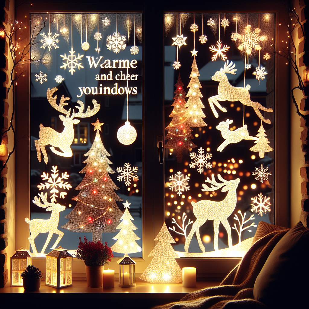 Light Up Your Home with Handcrafted Christmas Window Silhouettes for a Festive Nighttime Display