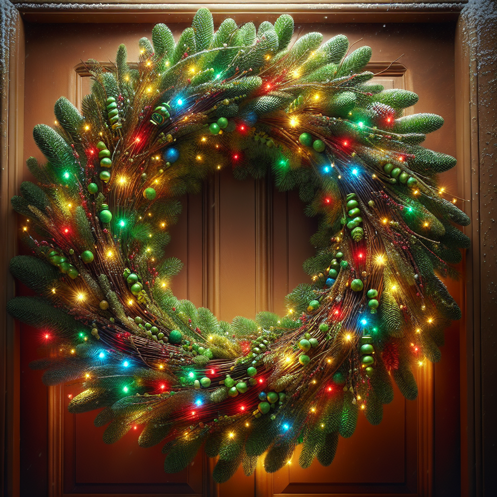 Create a Festive Christmas Light Wreath to Illuminate Your Door with Warmth and Cheer