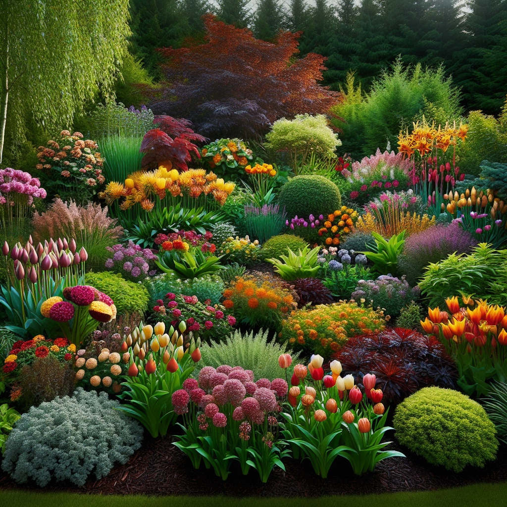 Colorful Perennial Flower Garden Bed for Year-Round Bloom