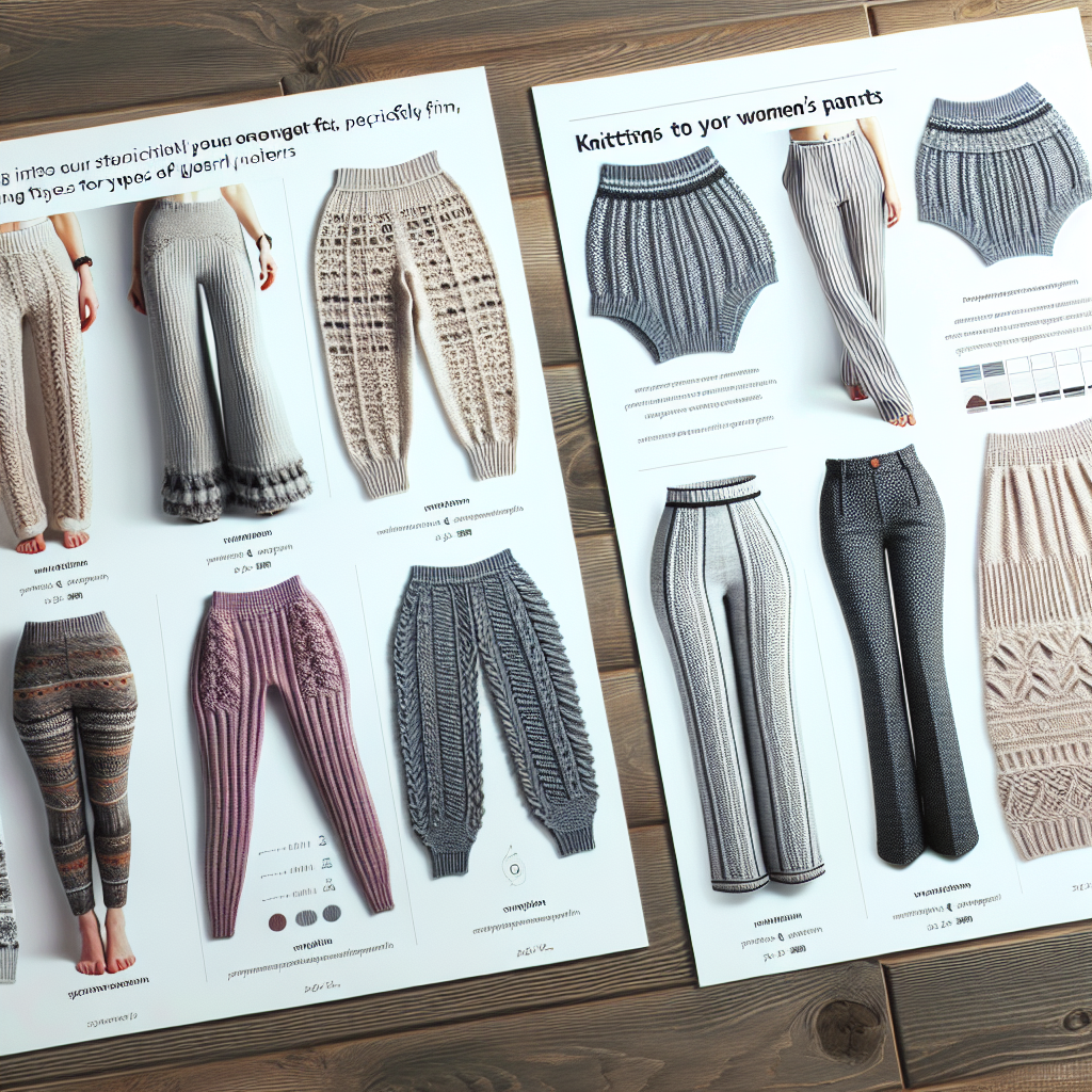 Pants Knitting Patterns: Patterns for stylish women's pants are available, focusing on fit, style, and yarn fiber​​.