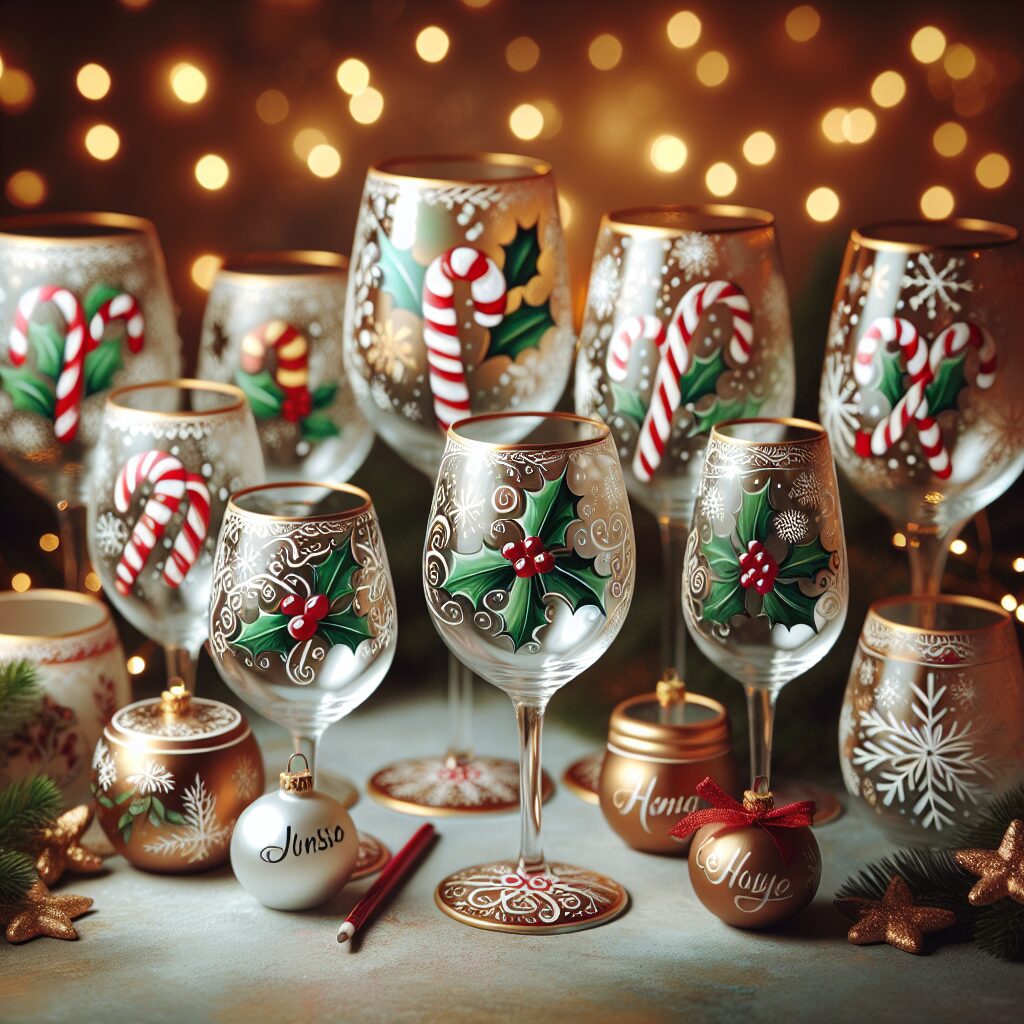 Hand-painted Christmas Glassware. Personalize your glassware for the holiday season.