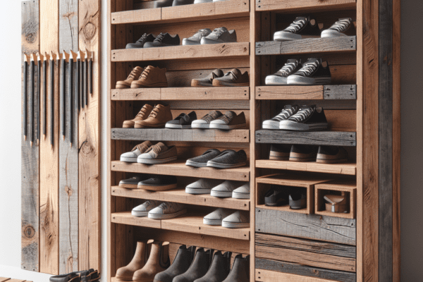 Custom Shoe Storage Rack from Reclaimed Wood