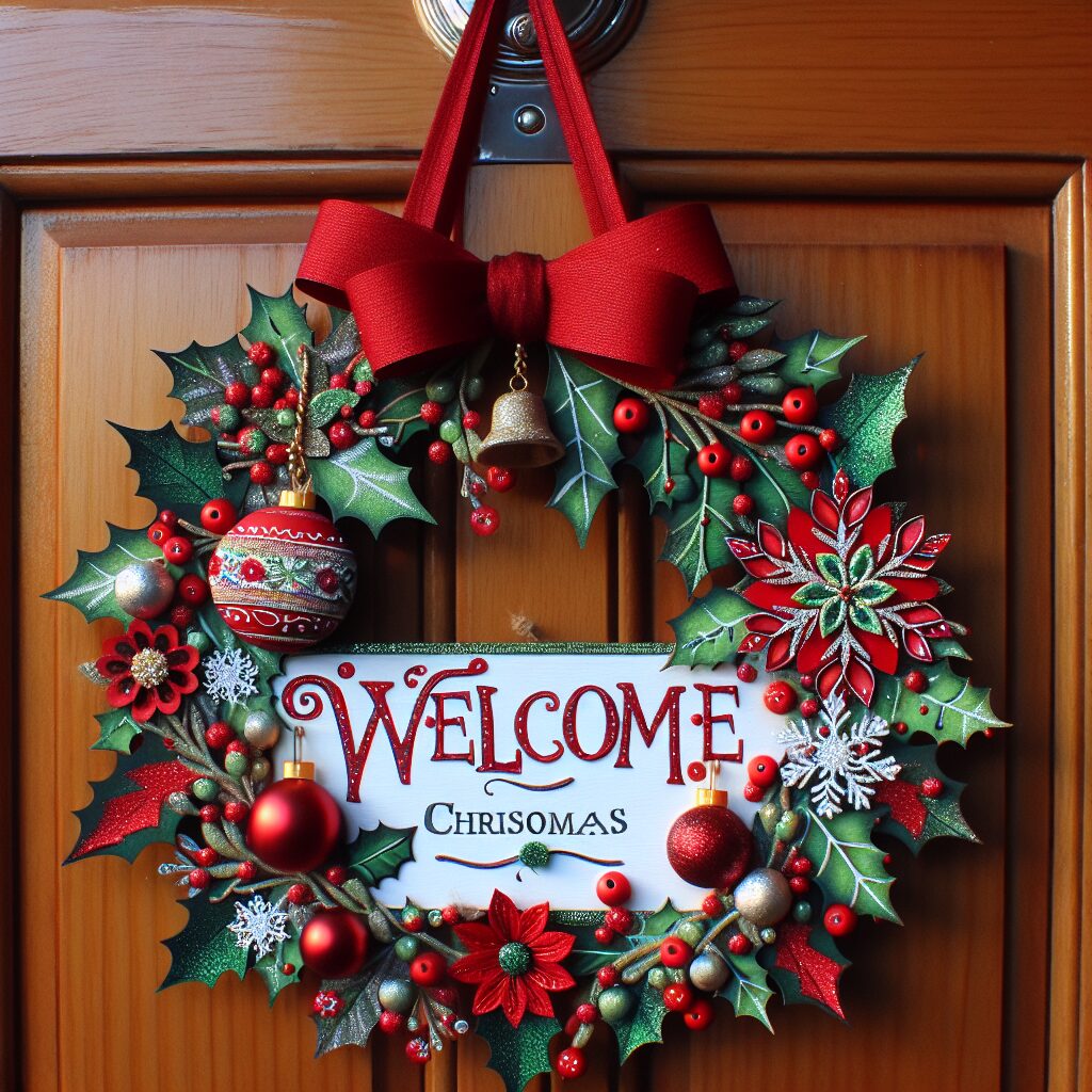 DIY Christmas Door Hanger. Welcome guests with a homemade door hanger.