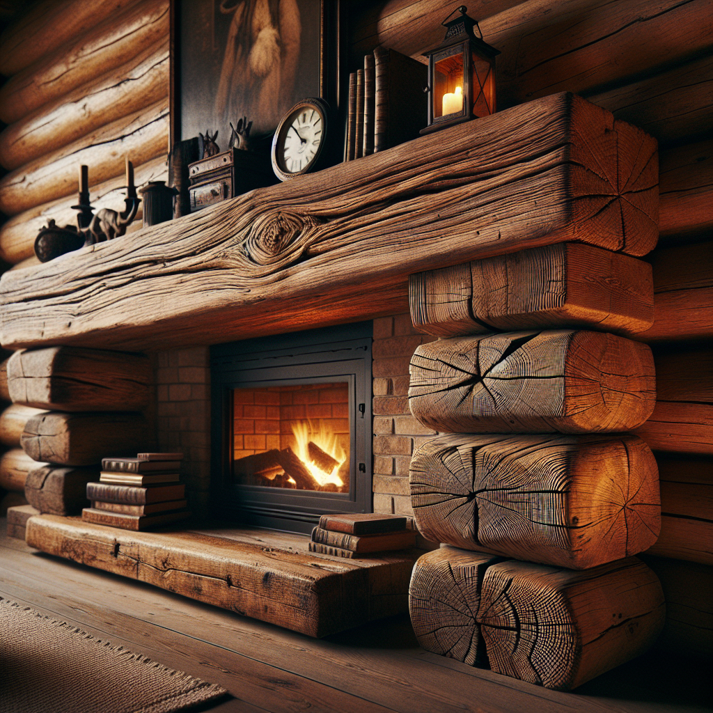 DIY Rustic Wood Beam Mantel