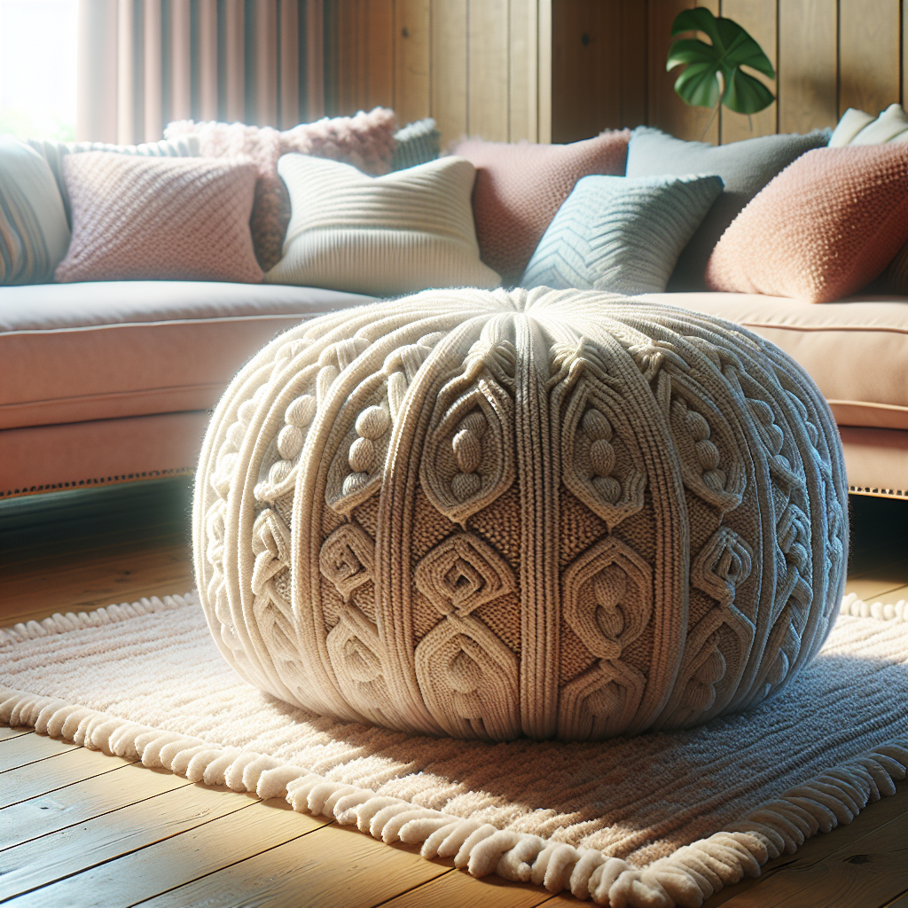 DIY Cozy Knit Pouf for Extra Seating